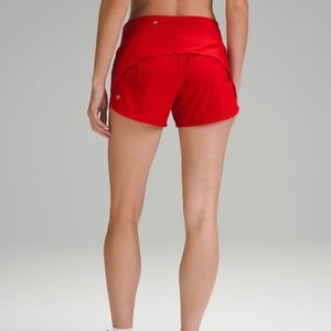 Lululemon red speed up mid-rise lined short 4”
